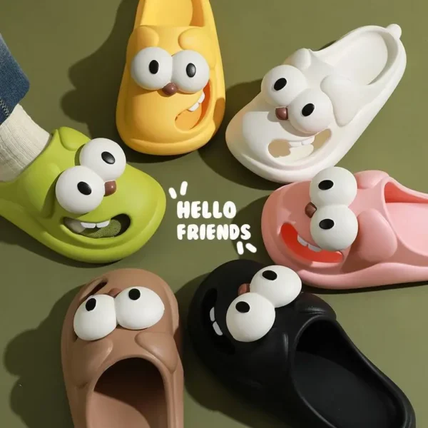 Evshine Damen-Hausschuhe mit großem Auge, wasserdicht, leicht, Duschsandalen, modische Hausschuhe, schöne, gemütliche Unisex-Cartoon-Slipper 4