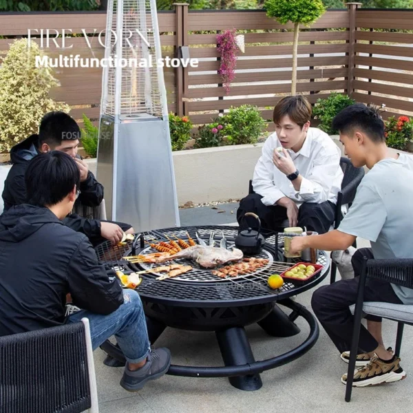 Outdoor BBQ Grill Haushalt Hof Holzkohle Grill Camping Holzofen Lagerfeuer Herd Multifunktionale Grill Tisch 2