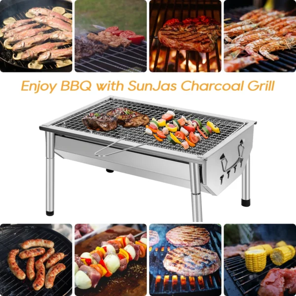 Picknickgrill Edelstahl Holzkohlegrill Kleiner Grill Portable Campinggrill Abnehmbare BBQ Grills für Outdoor Garten Party usw. ( 3