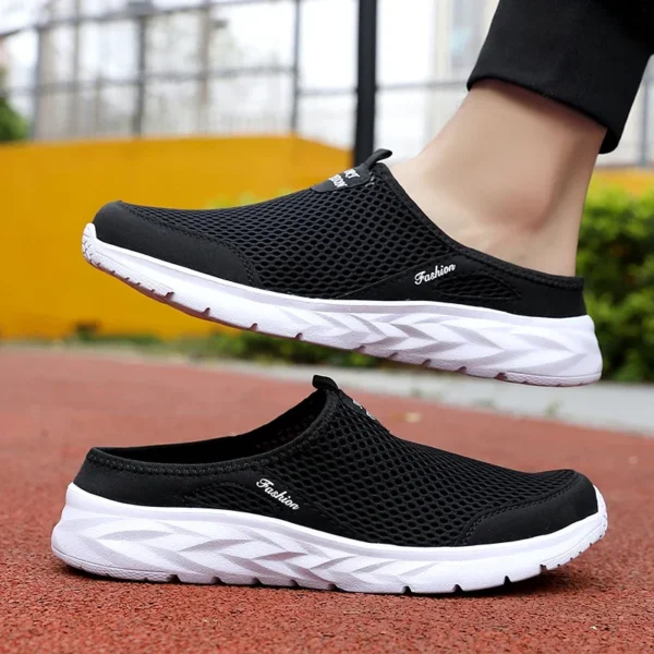 MAEDEF Halbe Hausschuhe Outdoor Hochwertige Anti-Rutsch-Herren-Freizeitschuhe Mesh Atmungsaktive weiche bequeme Hausschuhe mit flachem Boden 5