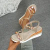 Frauen Keil Sandalen Sommer 2024, Geflochtene Band Plattform Gladiator Sandalen Frau Dicken Boden Strand Schuhe Frauen Alias De Mujer
