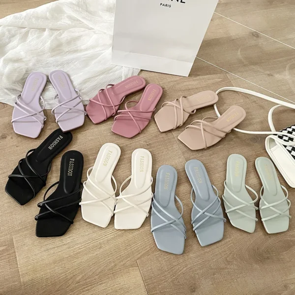 Schuhe für Frauen Plus Größe 35-43 Sommer Frauen Außerhalb Flache Hausschuhe Flip-Flops Casual Candy Farbe Sandalen Zapatos de Mujer 3