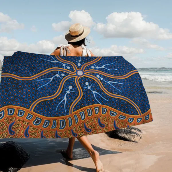 Australische Ureinwohner Kunst Handtuch Mikro faser Strand tuch saugfähig schnell trocknen weichen Yoga Schwimmbad Bergsteigen Handtuch 2