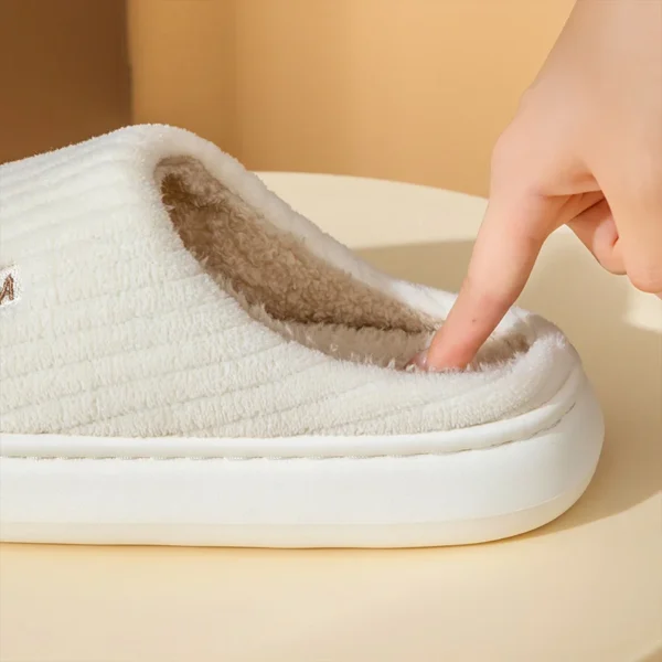 Paar Hausschuhe Indoor Streifen Flusen Memory Foam Fluffy Eva Anti-Rutsch Weiche Ferse Rutschfeste Plüsch Hausschuhe Damen Winter Hausschuhe 4