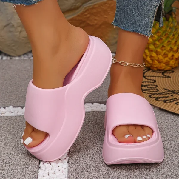 Rosa Eva Keilabsatz Frau Hausschuhe Sommer Strand Plattform Sandalen Frauen Outdoor Weiche Sohle Wolke Hausschuhe Schuhe Mule Flip-Flops