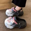 Farbverlauf dicken Boden atmungsaktive Sandalen weiblichen Sommer draußen tragen Mode Cartoon Zubehör DIY Erhöhung rutschfeste Sandalen 4