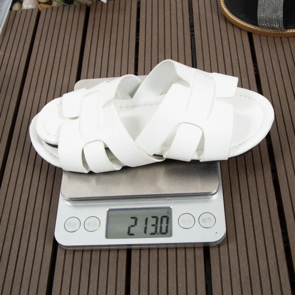 Weiße flache Hausschuhe für Damen, Sandalen mit offenem Absatz, Strandschuhe, lässige Damenschuhe, geeignet für drinnen und draußen 5