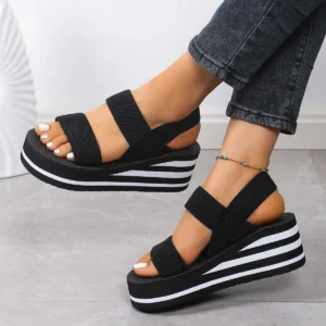 Frauen Slingback Keil Sandalen Outdoor Sommer Leichte Rutschen Einfarbig Dicken Boden Damen Slipper Weibliche Römischen Sandalen