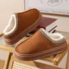 Neue Mode Flauschige Plattform Hausschuhe für Frauen 2024 Winter Plüsch Warme Baumwolle Schuhe Frau Komfort Rutschfeste Unisex Hause Hausschuhe 3