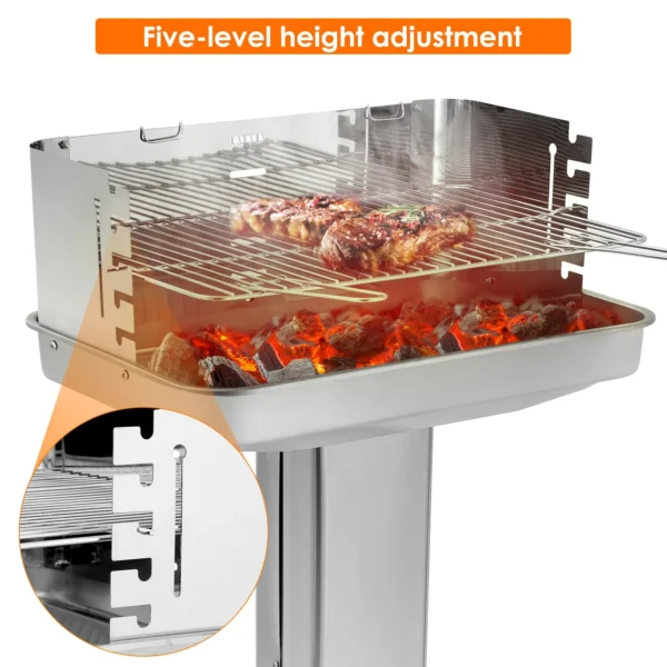 Säulengrill, Trichter, Grill, Holzkohlegrill mit Edelstahl-Regal, Grill, Garten, Outdoor, Camping, tragbarer Grill 2
