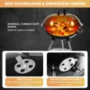 Holzkohlegrill, Kugelgrill mit Deckel, Rundgrill mit Rädern und Griff, BBQ Grills Campinggrill, Schwarz 5