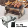 Outdoor Camping BBQ Grill Edelstahl Klappbarbecue Grill Holzofen Campingkocher Holzkohlegrill Camping BBQ Ausrüstung 2