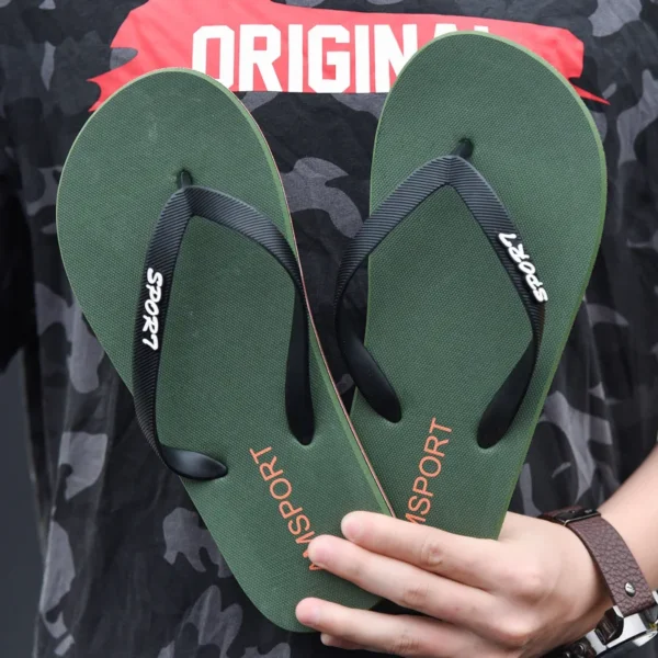 Günstige Sommer-Flip-Flops für Herren, große Größe 45, bequeme Hausschuhe, Herren-Strand-Hausschuhe, stilvolle grüne flache Sandalen für Herren, Pantuflas Homme