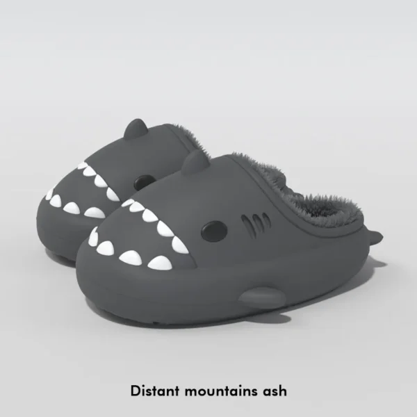 Lächeln Pop Männer Winter Shark Hausschuhe Plüsch Warme Cartoon männer Baumwolle Hausschuhe Outdoor Gleitschutz Wasserdichte Pelz Flauschigen Männer Schuhe 2