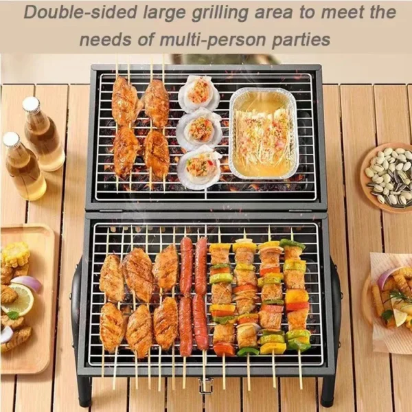 Tragbare Holzkohle grill Tischplatte im Freien Grill Raucher kleiner Grill für das Kochen im Freien Garten Camping Picknick Strand 6