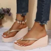 Frauen Sommer Strand Keile Flip-Flops Leichte Clip Toe Plattform Sandalen Frau Hochhackige Outdoor Rutschen Orthopädische Schuhe