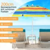 200 cm Sonnenschirm Strand, mit Getränkehalter, Gartenschirm, winddicht, UPF 50+, 30 °   Biegsamer, Sonnenschutz mit Erdspieß 3