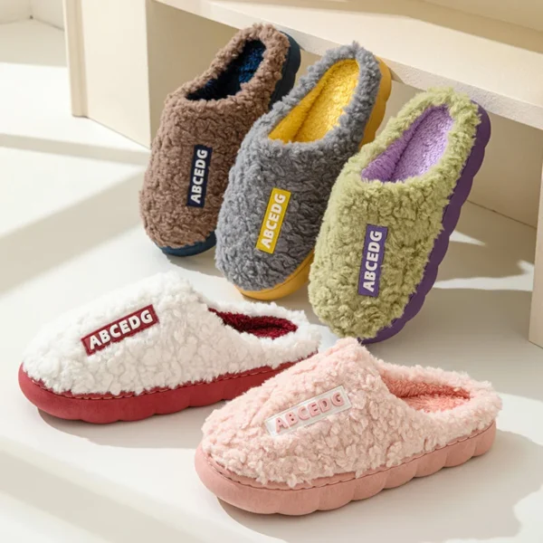 Dicke Sohle Hause Innen Außerhalb Männer Und Frauen Paare Winter Haushalt Warme Flauschige Hausschuhe Mode Plüsch Baumwolle Schuhe Damen