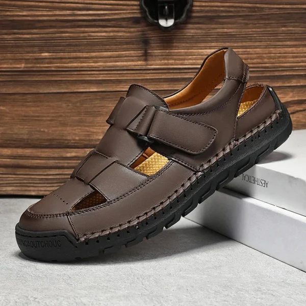 Neue Sommer Mode Männer Sandalen Atmungsaktive Männer Schuhe Leder Outdoor Männer Sandalen Gleitschutz Strand Sandalen Hohl Schuhe Schuhe 3