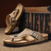 Lässige Flip-Flops für Herren aus gefrostetem Kork, bequeme, erfrischende Sommer-Outdoor-Strandschuhe, modische, atmungsaktive Sandalen für Jugendliche