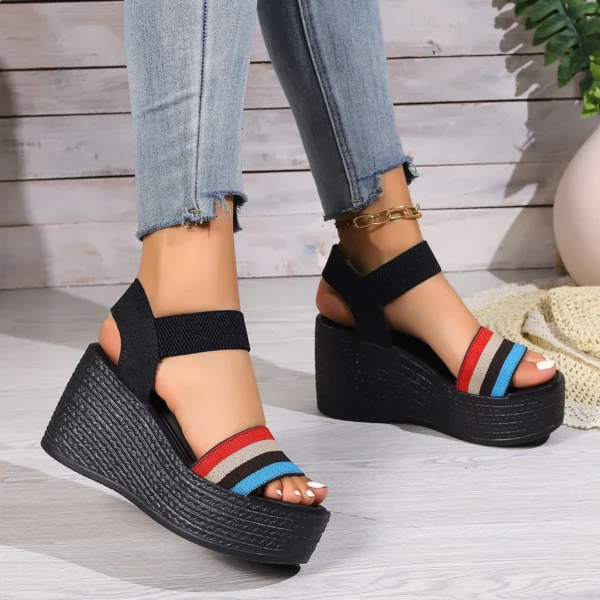 Damen-Plateau-Sandalen, 2024, Sommer, Peep-Toe, Keile, Übergröße, Schuhe für Damen, bequem, neuer Trend, Outdoor, lässige Sandalen für Damen 4