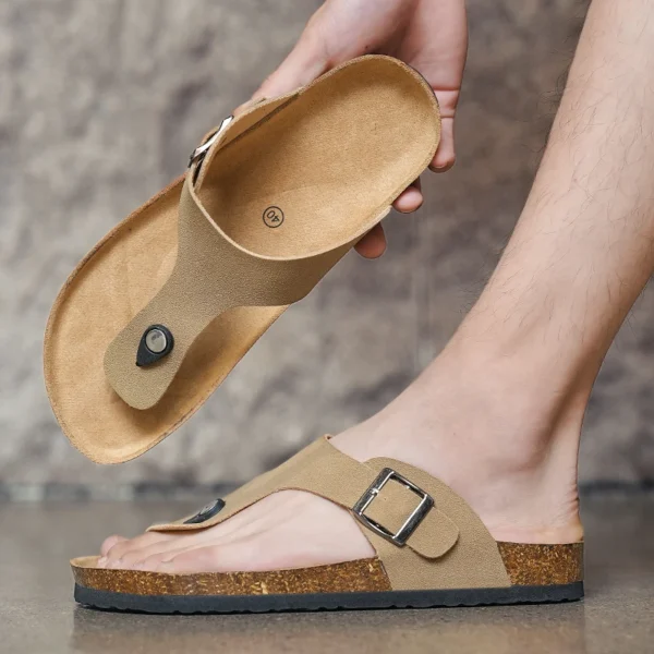 Lässige Flip-Flops für Herren aus gefrostetem Kork, bequeme, erfrischende Sommer-Outdoor-Strandschuhe, modische, atmungsaktive Sandalen für Jugendliche 3