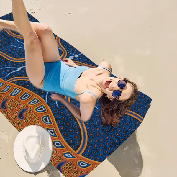 Australische Ureinwohner Kunst Handtuch Mikro faser Strand tuch saugfähig schnell trocknen weichen Yoga Schwimmbad Bergsteigen Handtuch 3