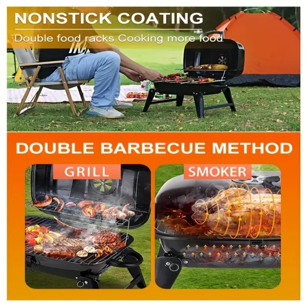Tragbarer Holzkohlegrill, kleiner Tisch-Holzkohlegrill zum Kochen im Freien, Grillen, faltbarer Tisch, Grill für Camping, Picknick 6