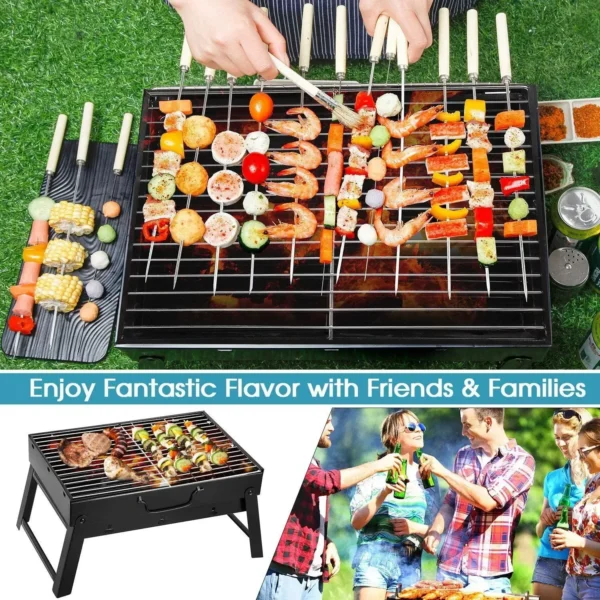 Neuer tragbarer Grill Grill Holzkohle grill Mini-Grill Edelstahl-Werkzeugs atz Kochen im Freien Camping Picknick Strand Camping Grill 2