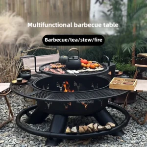 Outdoor BBQ Grill Haushalt Hof Holzkohle Grill Camping Holzofen Lagerfeuer Herd Multifunktionale Grill Tisch