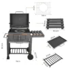 Grillwagen, Holzkohlegrill XXL, 116x55,7x100 cm, BBQ Grill mit Öffner, Ausziehbarem Aschenbecher, Ablagen mit Haken&verstellbarem Kohleblech, 3 Grillrost,2 Räder für einfache Mobilität 3