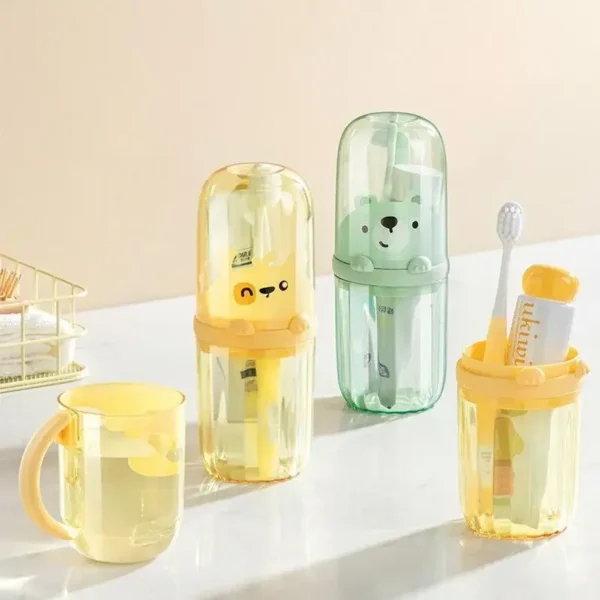 Reise-Mundwasserbecher, Bürstenbecher, Zahnbürste, Zahnbürstenbecher, KINDER-Set, tragbare Wasch- und Zahnpasta-Aufbewahrung zu Hause 3