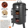 Holzkohlegrill, Räuchergrill, 3-in-1 tragbarer vertikaler Grillkocher mit integrierten Thermometern und einstellbaren Entlüftungssystemen für den Außenbereich 6