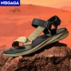 Klassische schwarze Herren Sport Sandalen Sommer Freizeit Strand Urlaub Sandalen Outdoor rutschfeste atmungsaktive flache Sandalen Schuhe 3