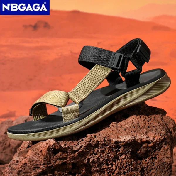 Klassische schwarze Herren Sport Sandalen Sommer Freizeit Strand Urlaub Sandalen Outdoor rutschfeste atmungsaktive flache Sandalen Schuhe 3