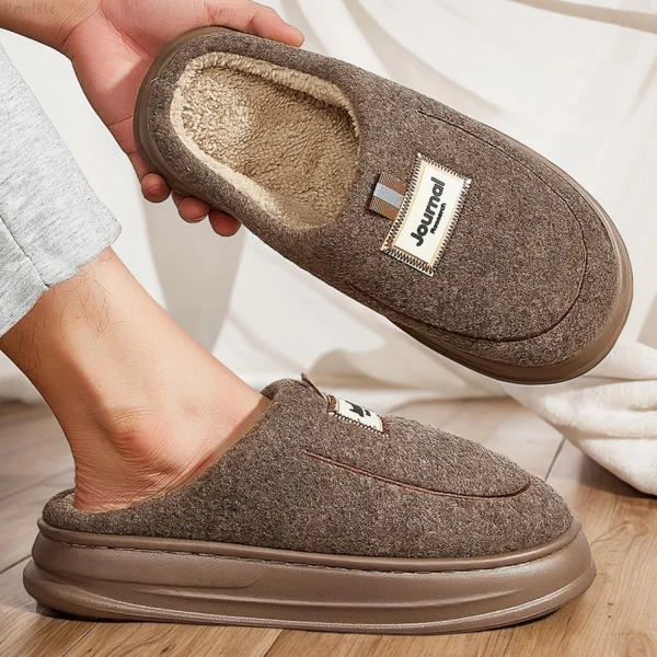 Plus Size Herren-Hausschuhe, flauschig, bequem, Memory-Schaum, weiche Paarschuhe, rutschfeste, warme Winter-Plüsch-Hausschuhe 2