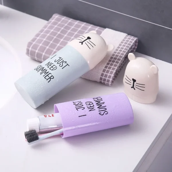 Tragbare Reise Zahnbürste Tasse Cartoon Bär Abdeckung Zahnpasta Halter Badezimmer Organizer Zubehör Zähne Pinsel Lagerung Fall Box 3