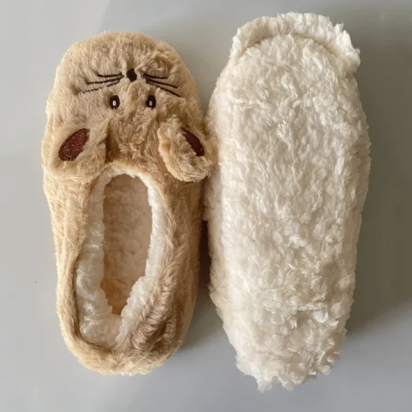 Hause Fuzzy Slipper Frauen Winter Pelz Baumwolle Warme Plüsch Nicht Slip Grip Innen Flauschigen Faul Weibliche Maus Ohren Boden Schuh Wohnzimmer 5