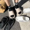 Feslishoet Frauen Brief Hausschuhe Strand Rutschen Einfarbig Herren Dicke Sohle Indoor Badezimmer Anti Slip Schuhe Sommer Paar Sandalen
