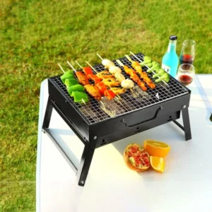 Faltbarer Grill, Holzkohle-BBQ-Grill, tragbare Grillwerkzeuge zum Grillen im Freien, Kochen, Camping, Wandern, Rucksackreisen, Party