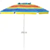 200 cm Sonnenschirm Strand, mit Getränkehalter, Gartenschirm, winddicht, UPF 50+, 30 °   Biegsamer, Sonnenschutz mit Erdspieß