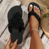 Frauen Blumen Dekor Modische Flip-Flops Casual Clip Toe Flache Sandalen Frau Komfort Rutschfeste Outdoor Strand Hausschuhe Plus Größe