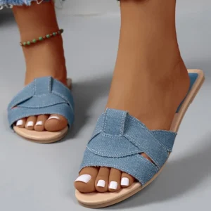 Trendige Damen-Slides-Schuhe, flache Sommer-Luxus-Flip-Flops, Outdoor-Strandsandalen mit rutschfester Sohle