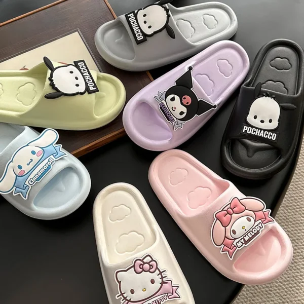 Weiche EVA-Sohle, niedliche Cartoon-Hausschuhe, bequem, dick, Kuromi Melody Cinnamoroll, rutschfest, süßer Stil 4