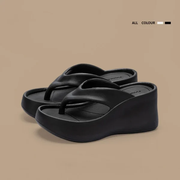 Damen Clip Toe Wedge Flip Flops 2024, Sommer, klobige Plattform, Strandsandalen, Damen, dicke Sohle, hochhackige Eva-Hausschuhe, Slides 4