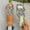 2024 neue Sommer Frauen Flache Hausschuhe Luxus Outdoor Strand Flache Sandalen Trend Marke Designer Hausschuhe Frauen Große Größe Rutschen Frauen 4