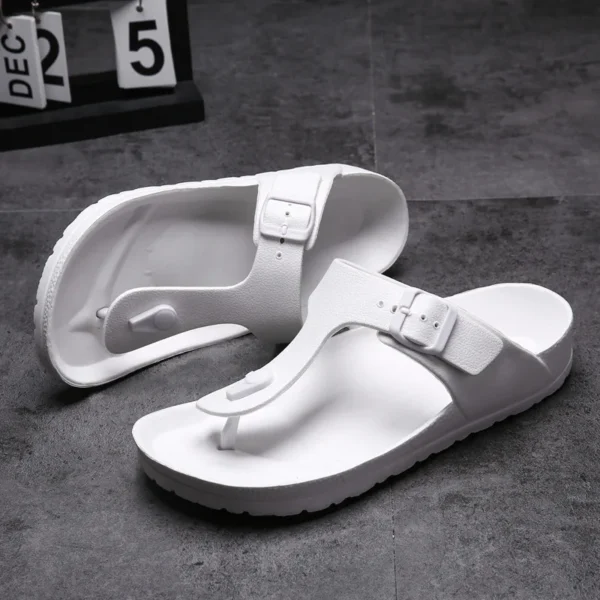 Ngouxm Sommer Männer Flip-Flops Atmungs Strand Hausschuhe Neue Design Mode Lässige Solid Black Non Slip Wohnung Rutschen für Mann 5