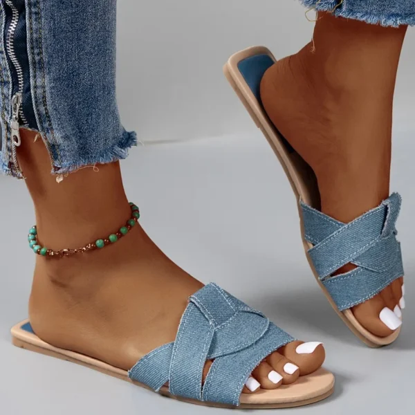 Trendige Damen-Slides-Schuhe, flache Sommer-Luxus-Flip-Flops, Outdoor-Strandsandalen mit rutschfester Sohle 6