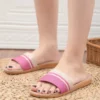 Sommer Frauen Hausschuhe Anti-Slip Hause Hausschuhe Leichte Schuhe Frauen Indoor Leinen Hausschuhe Weiche Schuhe 6