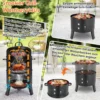 Holzkohlegrill, Räuchergrill, 3-in-1 tragbarer vertikaler Grillkocher mit integrierten Thermometern und einstellbaren Entlüftungssystemen für den Außenbereich 2